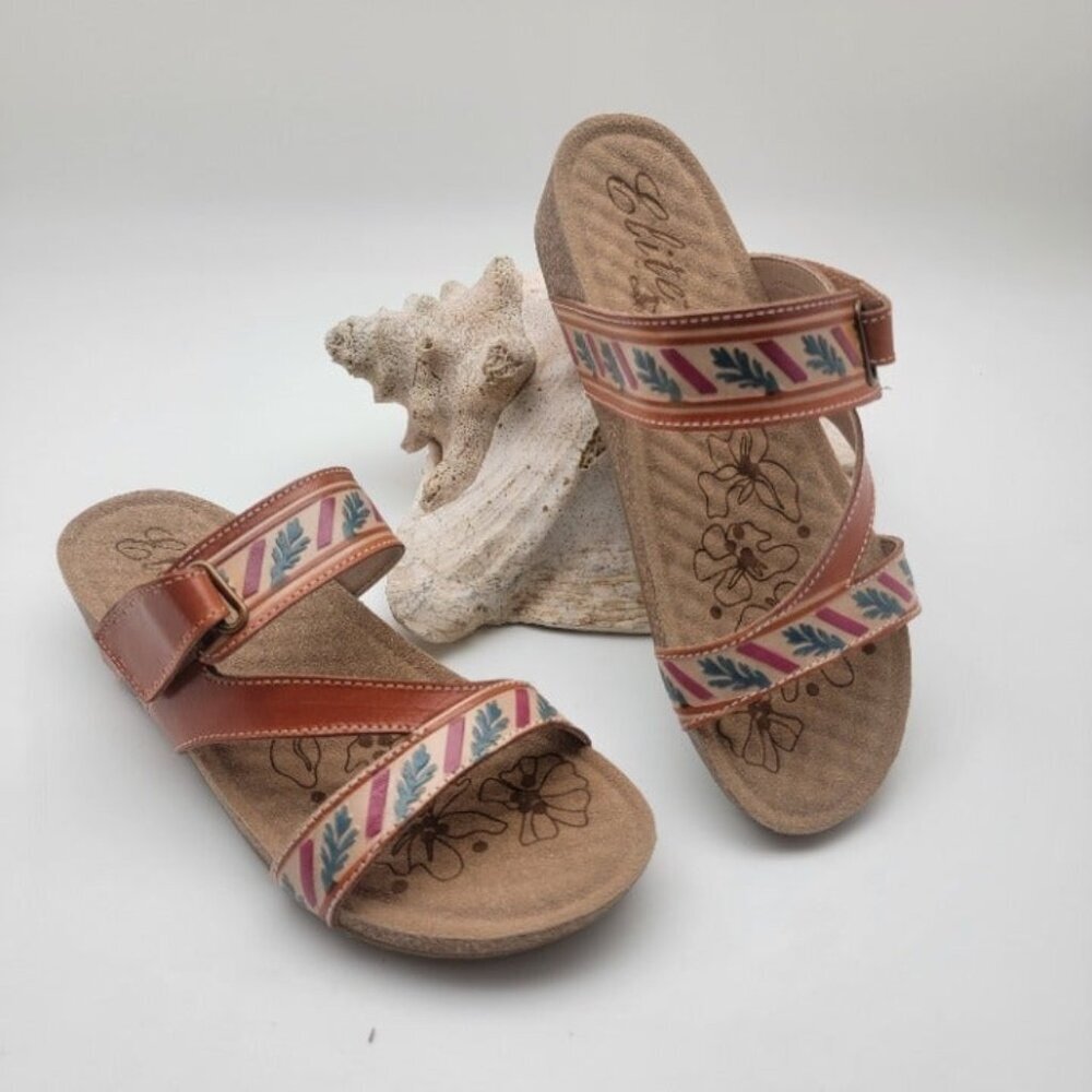 Elite by Corky's "Echo" Slip On Leather Sandal Amber Size 10